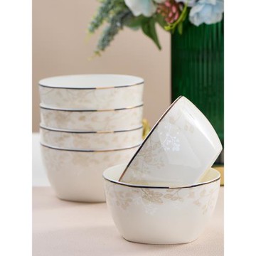 碗家用2025新款米飯輕奢盤子吃飯碗簡約唐山骨瓷高級陶瓷餐具碗具