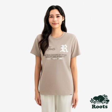Roots女裝- FUTURE SCRIPT CLASSIC 短袖上衣-灰褐色