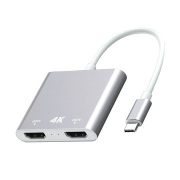 NEWVIA Type C 雙 HDMI 轉接器 銀色  1個  SDC-H2000