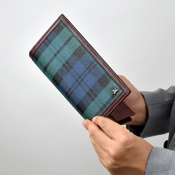 真皮長夾 綠格紋長皮夾【NWD48】