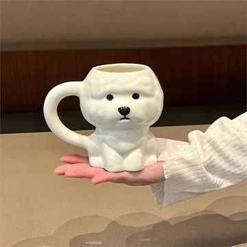 比熊小狗陶瓷馬克杯喝水杯子辦公室咖啡杯生日禮物情侶杯大容量