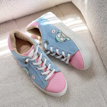 Paidal x 人魚漢頓 瞌睡免綁帶跳色厚底休閒鞋不彎腰鞋-藍粉