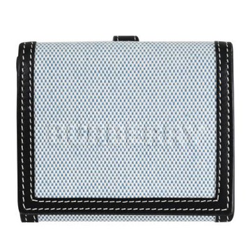 BURBERRY 巴寶莉  LUNA 浮雕LOGO質感帆布拼接釦式零錢短夾(黑邊)