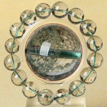 親寶水晶飄花綠幽靈手鏈女男情侶款異象高透晶體手串飾品首飾禮物