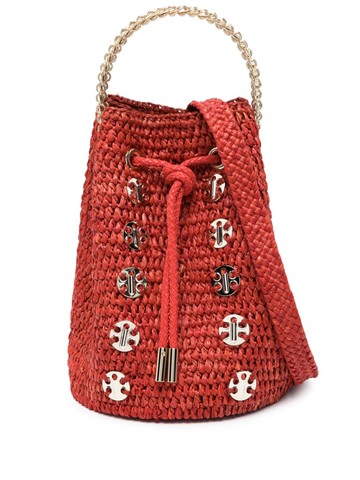 Rabanne - 1969 raffia bucket bag - women - Raffia - One Size - Red