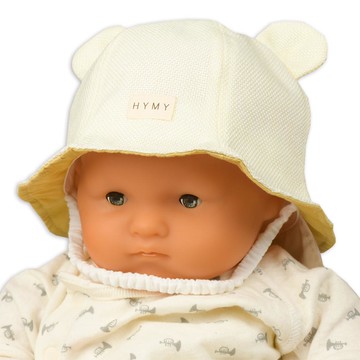 akachan honpo - 鬱金香帽 夏季材質-可洗 附防曬遮陽布-米白色