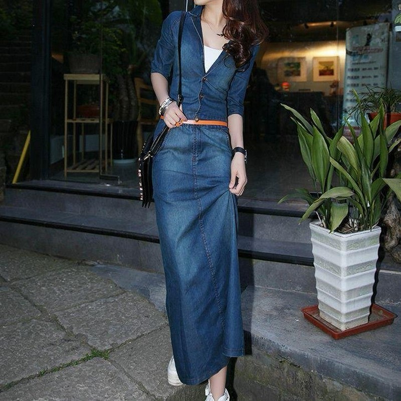 ワンピース デニム Vネック タイト マキシ丈 ロング 大きいサイズ 五分袖 半袖 カジュアル デイリー 秋 秋服 春 夏 3l 4l 襟付き ロングワンピース タイトワンピ 通販 Lineポイント最大0 5 Get Lineショッピング