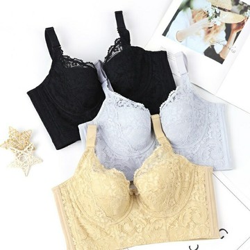【大胸顯小聚攏】調整型文胸 無鋼圈內衣 薄杯內衣 聚攏內衣 美背內衣 舒適蕾絲 五排扣側收 薄款透氣 大碼顯瘦