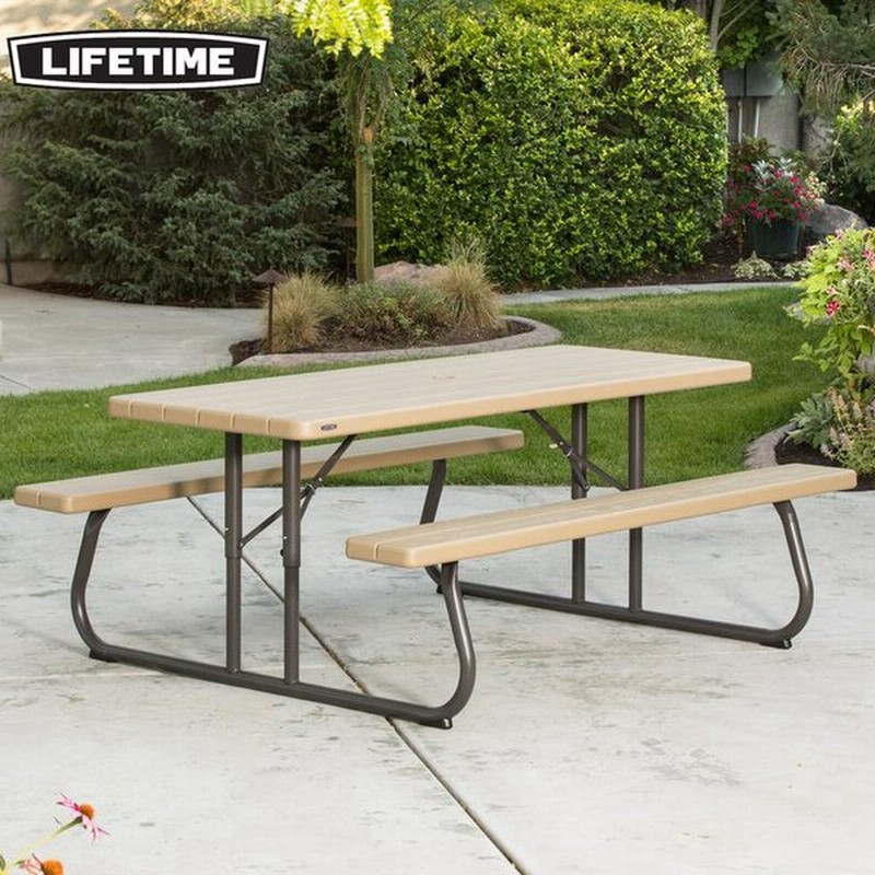 折りたたみ式ガーデンテーブル 大型宅配便y 代引不可 ベンチ 樹脂製 ホテル カフェ Lifetime 木目調 ピクニックテーブル Hnw1 通販 Lineポイント最大0 5 Get Lineショッピング