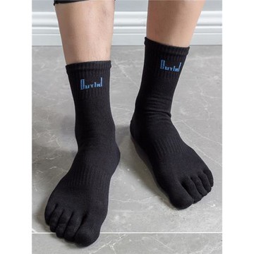 歐蒂愛五指襪男純棉四季中厚中筒長筒襪子五趾跑步運動襪男襪防臭