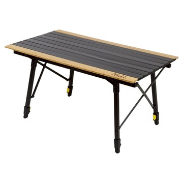 Nuit 努特 神風 鋁合金戶外露營炊事蛋捲桌 竹邊版 NTT117  黑色  90cm  90 x 52 x 45~70cm
