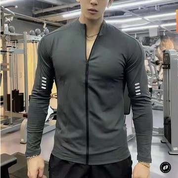 美式新款春秋季男士純色上衣棒球外套男士騎行服休閒潮流寬鬆百搭運動長袖男籃球衣跑步健身衣大尺碼運動長袖透氣速乾衣