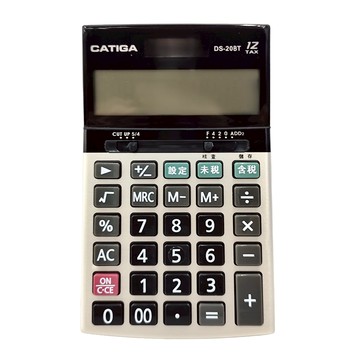 CATIGA 12位數中文稅率計算機 176 x 107 x 8mm  黑色 + 灰色 + 銀色  1台