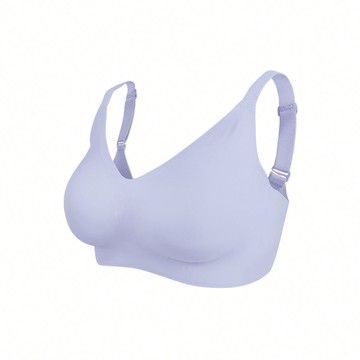 【集中美胸】包覆加強無痕無鋼圈內衣-素面 - L / 鳶尾藍