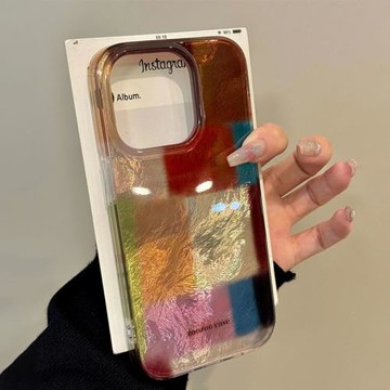 拼接撞色格子適用蘋果16promax手機殼新款高級感15韓系創意14全包13防摔iphone16promax小眾女17promax套ins