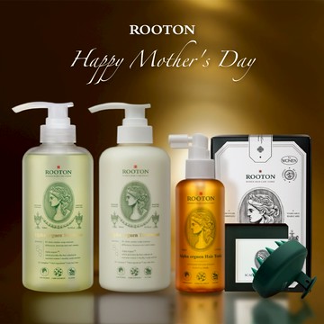 快速出貨【ROOTON】感謝媽媽🌷甦活植萃洗髮精500ml+甦活植萃護髮素500ml+甦活植萃髮根噴霧150ml+頭皮按摩梳+植萃手提禮盒