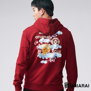 網路獨家【㊙年貨獨家價】經典日式浮雲櫻花側鬼連帽長TEE(紅) - BLUE WAY 鬼洗い