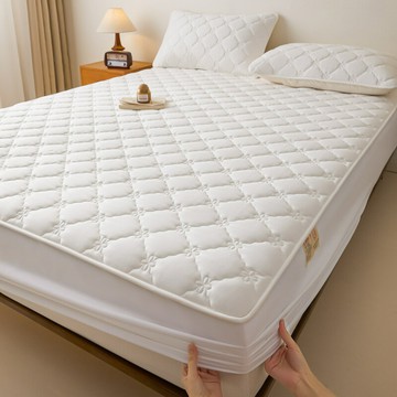 全棉夾棉防水床笠純棉純色床墊保護罩席夢思床罩宿舍床墊防塵罩