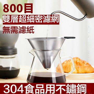 【臺灣現貨】不銹鋼過濾網 雙層咖啡過濾器 濾網304不銹鋼 免濾紙過濾網 手衝漏鬥 咖啡壺滴漏式