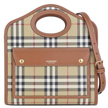 BURBERRY MINI POCKET 蘇格蘭紋防水布皮邊口袋斜背/手提包