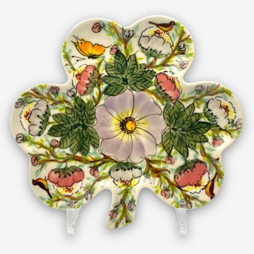 波蘭手繪手工陶-葉子造型盤 22cm 幻紫迷情系列 設計師款