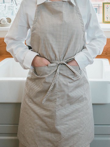 Cotton Simple Check Apron [Navy]