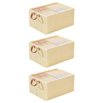 可摺疊衣物收納籃 四周加固 硬挺不軟塌 疊放穩固 更省空間  47 x 28 x 20 cm  米白色  3個