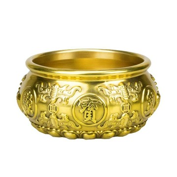 聚寶盆招財擺件純銅玄關家用大號實心黃銅家居客廳裝飾品聚財銅盆