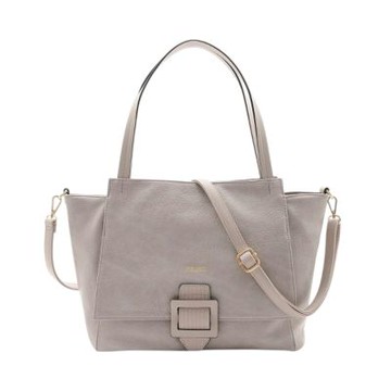 FIRANO-皮帶扣皮革手提/斜背兩用包(淺灰色)