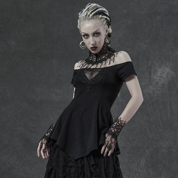 哥德蜘蛛女神一字領上衣