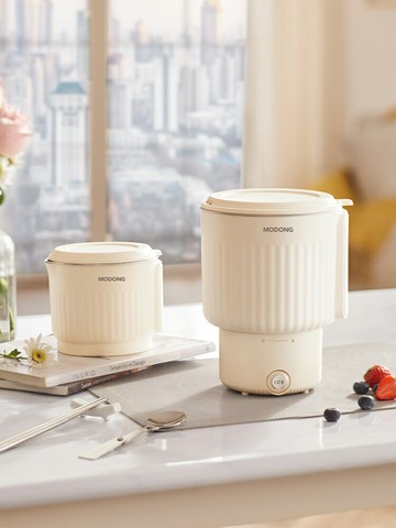 【虧本出售】摩動折疊電熱水壺雙內膽不銹鋼電熱燒水杯旅行出差