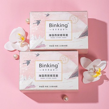 燕窩銀耳羹 Binking凍干燕窩海藻銀耳羹免煮沖泡即食膠原蛋白正品盒裝速食