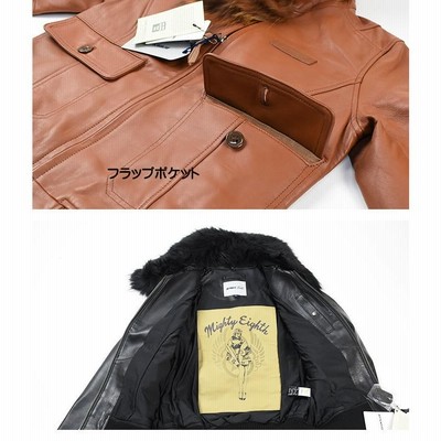 美品✨AVIREX✨レザージャケット　アウター　クロコ柄　ファー　レディース 6281015-6.jpg