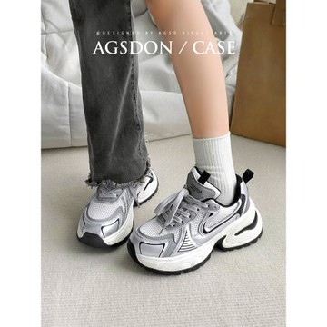 銀色老爹鞋女款2025新款夏季厚底復古增高百搭休閑運動鞋爆款網面