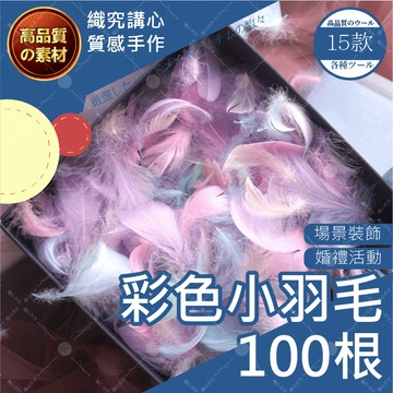 【隔日送達🚀】彩色小羽毛100根 自然色羽毛 彩色羽毛 手工diy羽毛 飾品配件 工藝品裝飾材料 填充羽毛 波波球
