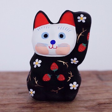 Maneki Neko 草莓圖案 左手招手