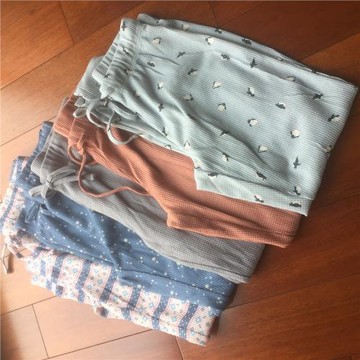 外貿出口女裝 歐美原單 女士大碼春秋季華夫格薄款家居褲睡褲