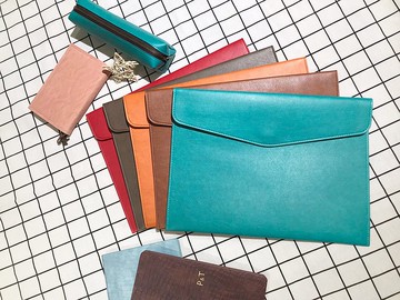 A4 皮製信封文件夾/公文袋/資料袋+贈皮製存摺收納袋