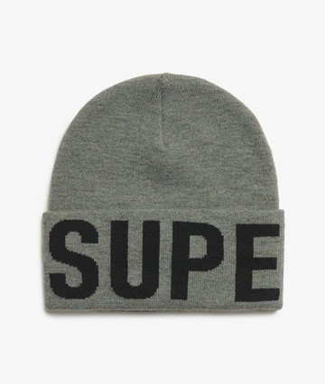 Superdry Women's Branded Knitted Beanie Hat Dark Grey Size: 1SIZE