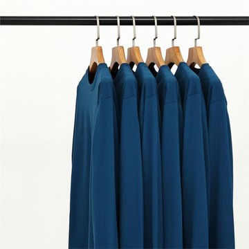 重磅復古寶石藍男女寬松長袖T恤