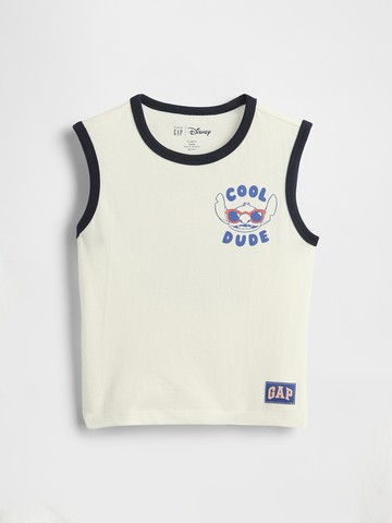 男幼童裝 Gap x Disney迪士尼聯名 Logo純棉史迪奇印花圓領背心-白色