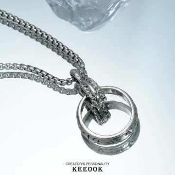 KEEOOK圓環男款項鍊復古潮流吊墜六字真言轉運掛件吊墜個性百搭