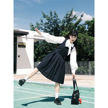 櫻花家族原創jk制服【青野元】蝴蝶結襯衫背心裙連衣裙學院風套裝