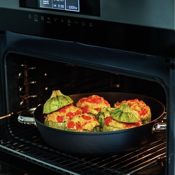 Sambonet Midnight Blue 銀離子不沾雙耳平底深鍋附蓋28cm-星空藍