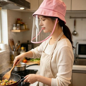 臺灣有貨🔥廚房炒菜防油濺面罩隔離面罩女士透明做飯遮面遮臉全臉面部防護罩OBP