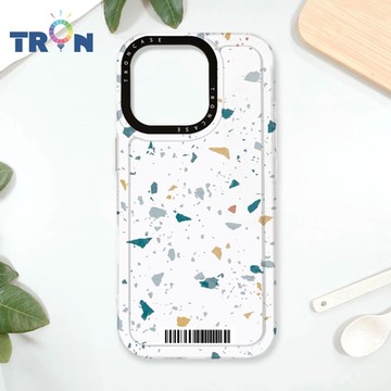 TRON iPhone 16 Pro 彩色幾何小磨石子A款 防摔太空載具殼 透白 軟硬 手機殼