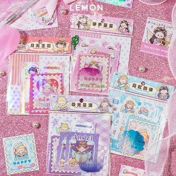 🍋檸檬青🍋 新款現貨特價售完無補仙境柒遇記系列4款12張貼紙+1枚咕卡入可愛卡通人物咕卡套裝貼紙手帳裝飾素材