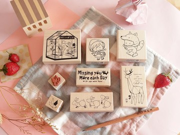 大野狼與小紅帽楓木印章