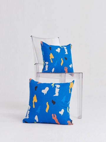 Blue Doodle Print Cushion