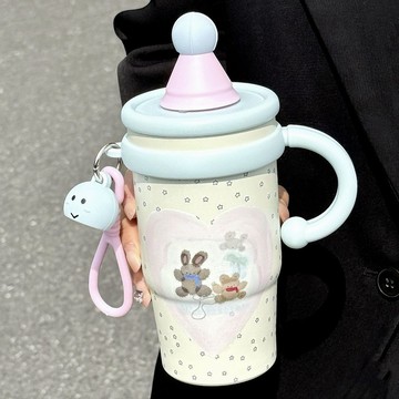 臺灣/✨巨無霸大容量不銹鋼保溫杯女生手柄高顏值便攜冰霸杯新款吸管水杯